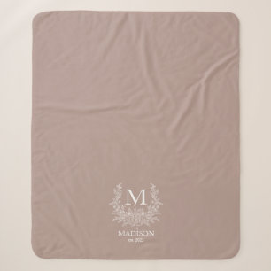 Rustic Monogram Gepersonaliseerd Initiaal Sherpa Deken