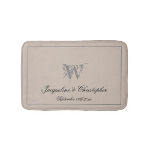 Rustic Monogram & Names Pas getrouwd Wedding Chic Badmat