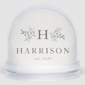 Rustic monogram newlywed one photo snow globe (Avant)