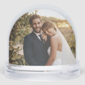 Rustic monogram newlywed one photo snow globe (Arrière)