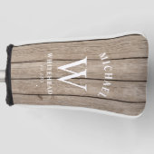 Rustic Monogram Tan Wood Golfheadcover (Voorkant)