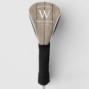 Rustic Monogram Tan Wood Golfheadcover