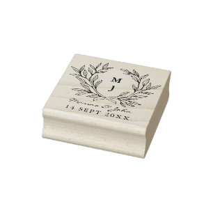 Rustic Monogram Wreath Custom Wedding Rubberstempel