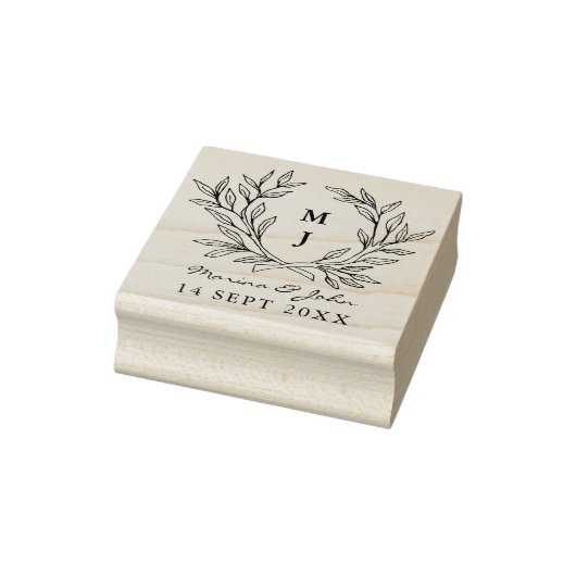 Rustic Monogram Wreath Custom Wedding Rubberstempel (Stempel)