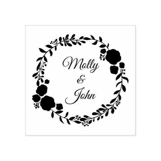 Rustic Monogram Wreath Custom Wedding Rubberstempel (Afrduk)