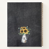 Rustic Monogram Zonnebloem Zwart Recept Boek (Achterkant)