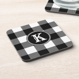 Rustic Monogrammed Black White Buffalo Pset Bier Onderzetter