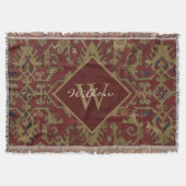 Rustic Monogrammed Oriental Persian Red Pattern Deken (Voorkant)