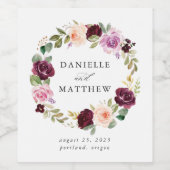 Rustic Moody Floral | Aangepaste bruiloft Wijn Etiket (Enkel label)