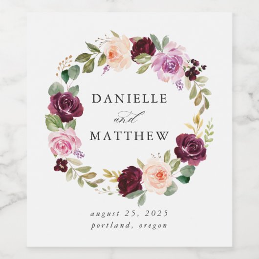 Rustic Moody Floral | Aangepaste bruiloft Wijn Etiket (Enkel label)