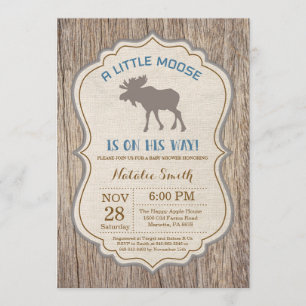 Rustic Moose Baby shower Invitation Garçon