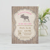 Rustic Moose Baby shower Invitation Girl (Debout devant)