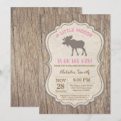 Rustic Moose Baby shower Invitation Girl (Devant / Derrière)