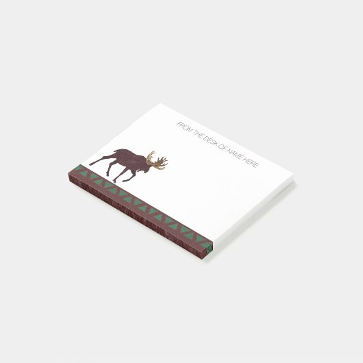 Rustic Moose Faux Leather-Look Gepersonaliseerd Post-it® Notes (Schuin)