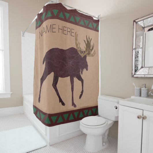 Rustic Moose Faux Leather-look Home Decor Douchegordijn (In situ)