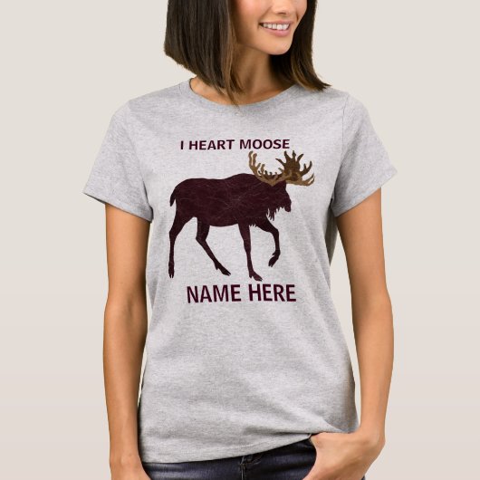 Rustic Moose Faux Leather-Look I Heart Moose T-shirt (Voorkant)