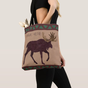Rustic Moose Faux Leather-Look Mode Chic Tote Bag
