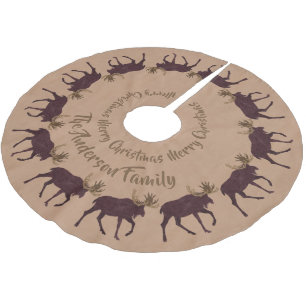 Rustic Moose Faux Leather Personalized Holiday Kerstboom Rok