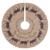 Rustic Moose Faux Leather Personalized Holiday Kerstboom Rok (Voorkant)