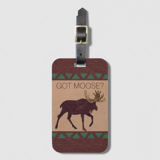 Rustic Moose Faux Leather Vertical Got Moose? Bagagelabel (Voorkant (verticaal))