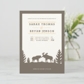 Rustic Moose Outdoor Wedding Kaart (Staand voorkant)