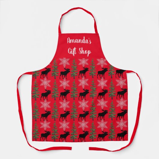Rustic Moose Pattern op Red Personalized Schort (Voorkant)