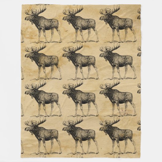 Rustic Moose Wildlife Fleece Blanket Cabin Decor (Voorkant)
