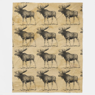 Rustic Moose Wildlife Fleece Blanket Cabin Decor Deken