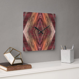 Rustic Mosaic American Native Indian Cabin Pattern Vierkante Klok