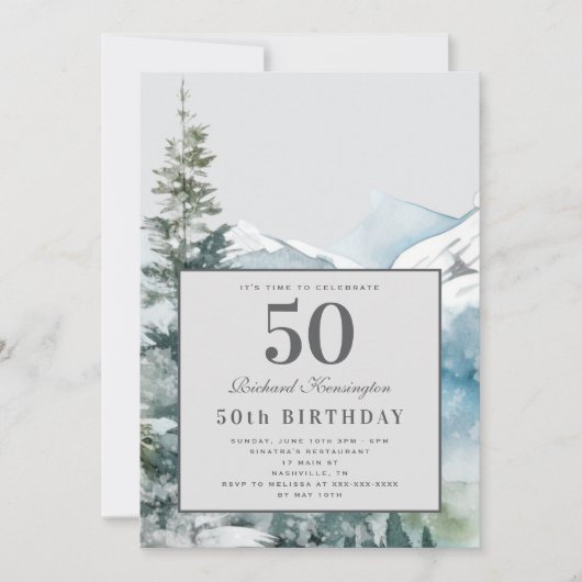 Rustic mountain 50e invitation anniversaire (Devant)