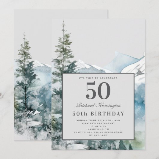 Rustic mountain 50e invitation anniversaire (Devant / Derrière)