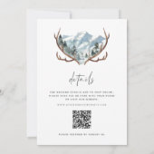 Rustic Mountain Antlers Wedding QR-code Kaart (Achterkant)