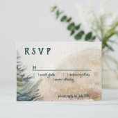 Rustic Mountain Arbor Evergreen Wedding RSVP Kaartje (Staand voorkant)