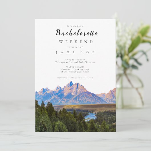 Rustic Mountain Bachelorette Party Invitation (Debout devant)