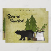 Rustic Mountain Bear Invitation à la réunion de fa (Devant / Derrière)