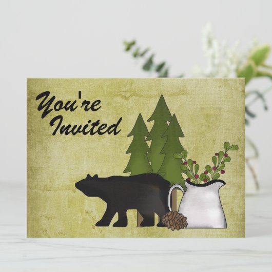 Rustic Mountain Bear Invitation à la réunion de fa (Debout devant)