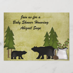 Rustic Mountain Beer Baby shower Invitation Kaart