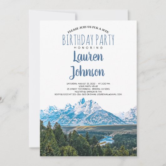 Rustic Mountain Birthday Party Invitation Kaart (Voorkant)
