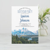 Rustic Mountain Birthday Party Invitation Kaart (Staand voorkant)