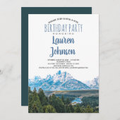 Rustic Mountain Birthday Party Invitation Kaart (Voorkant / Achterkant)