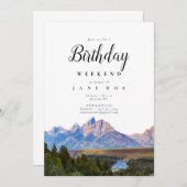 Rustic Mountain Birthday Weekend Invitation (Devant / Derrière)