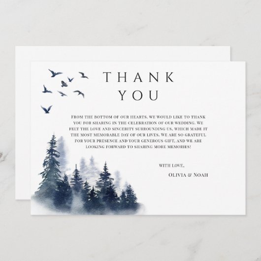Rustic Mountain Boho Carte de remerciements À feui (Devant / Derrière)