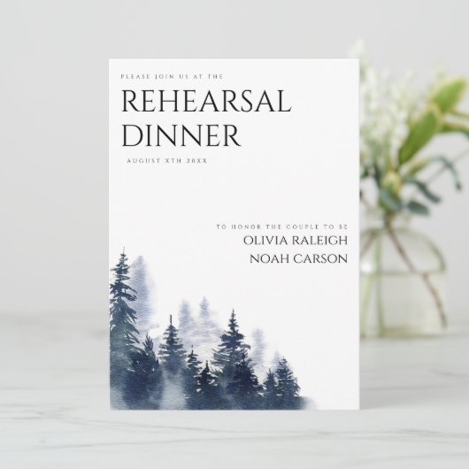 Rustic Mountain Boho Répétition Dîner Invitation (Debout devant)