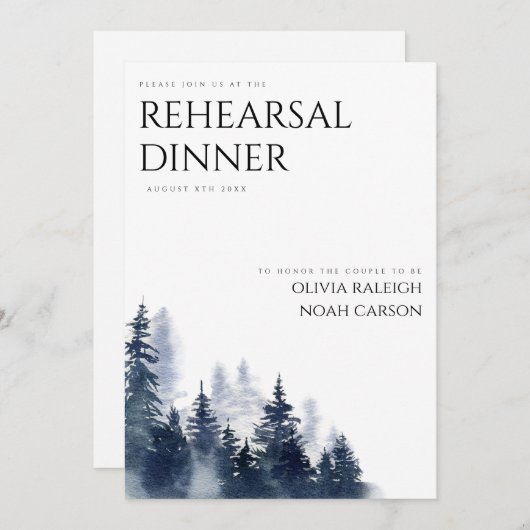 Rustic Mountain Boho Répétition Dîner Invitation (Devant / Derrière)