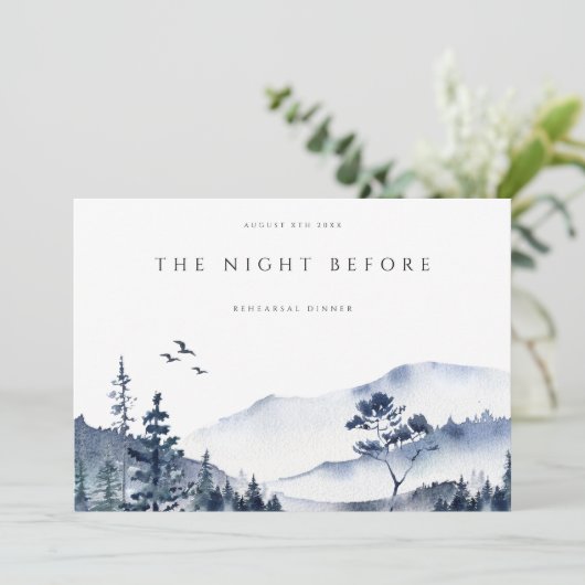 Rustic Mountain Boho Répétition Dîner Invitation (Debout devant)