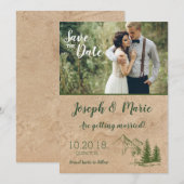 Rustic Mountain bruiloft Save the Date uitnodiging (Voorkant / Achterkant)