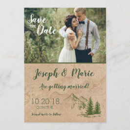 Rustic Mountain bruiloft Save the Date uitnodiging