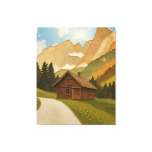 Rustic Mountain Cabin Wall Art Print