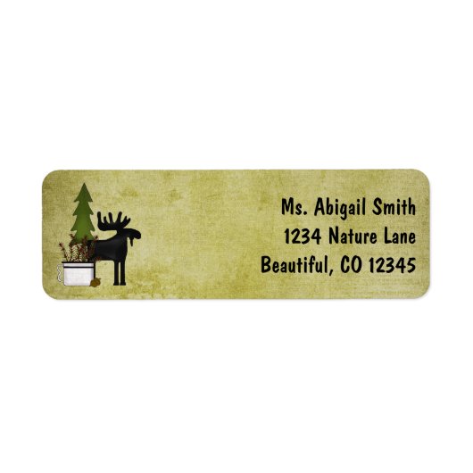 Rustic Mountain Country Silhouette Moose Adres Etiket (Voorkant)