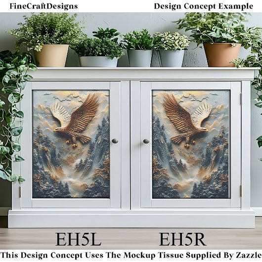 Rustic Mountain Eagle Relief Panel EH5L Decoupage Tissuepapier
